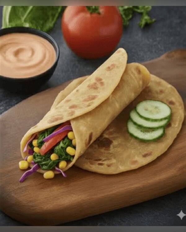 Corn and Spinach Wheat Paratha Roll