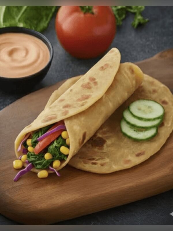 Corn and Spinach Wheat Paratha Roll